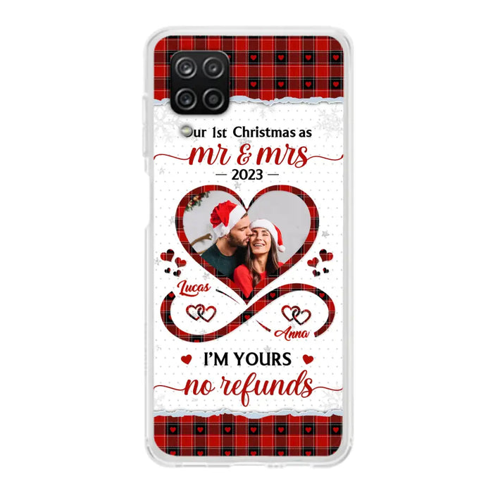 Custom Personalized Couple Photo Phone Case - Christmas Gift Idea For Couple/ Him/ Her - Our 1st Christmas As Mr & Mrs - Case For iPhone/Samsung