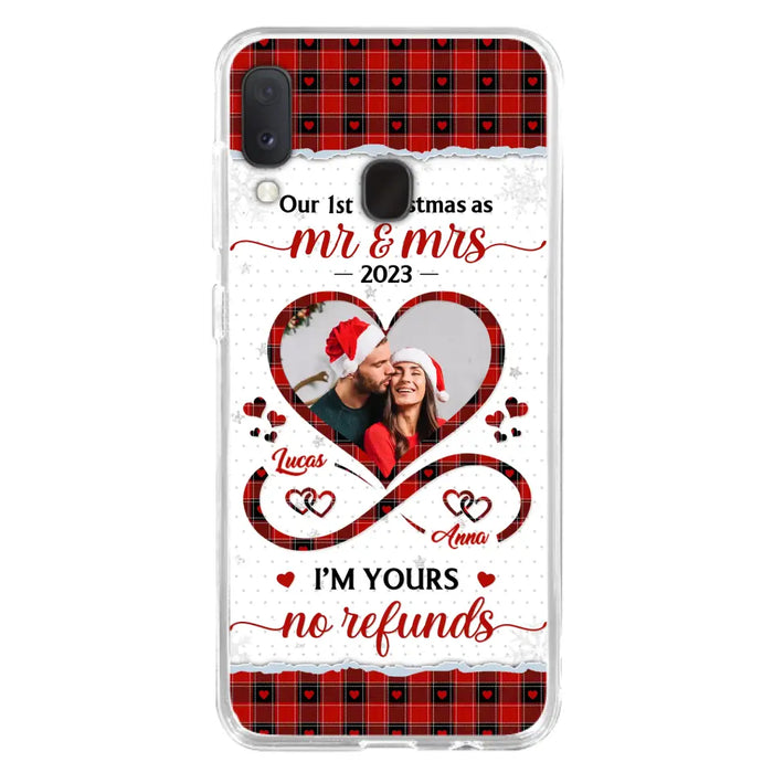 Custom Personalized Couple Photo Phone Case - Christmas Gift Idea For Couple/ Him/ Her - Our 1st Christmas As Mr & Mrs - Case For iPhone/Samsung