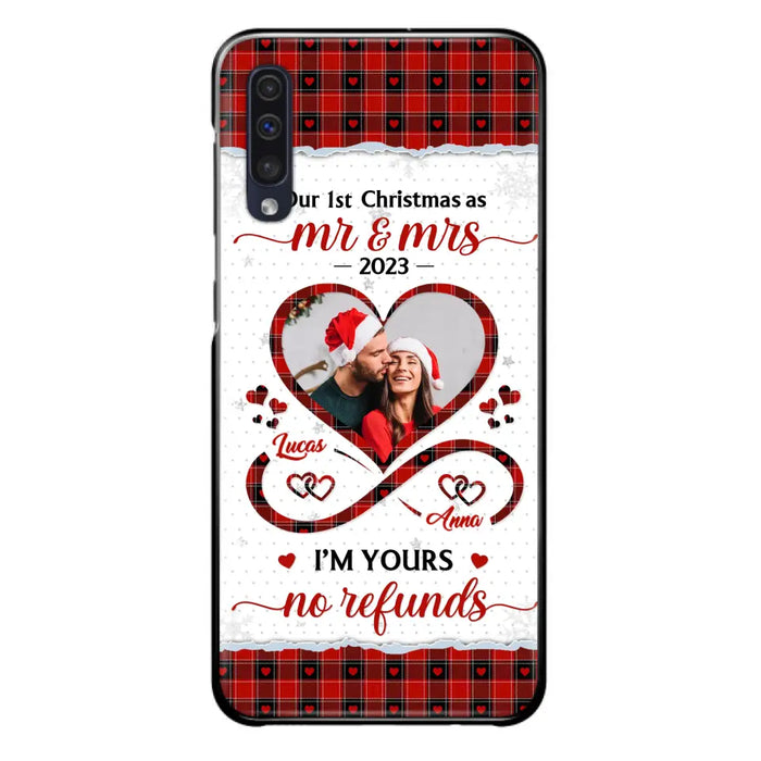 Custom Personalized Couple Photo Phone Case - Christmas Gift Idea For Couple/ Him/ Her - Our 1st Christmas As Mr & Mrs - Case For iPhone/Samsung