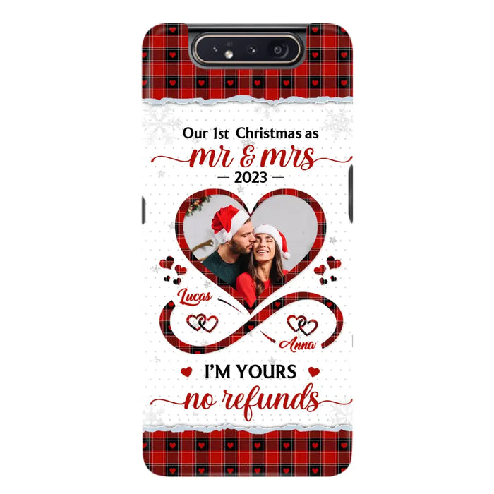 Custom Personalized Couple Photo Phone Case - Christmas Gift Idea For Couple/ Him/ Her - Our 1st Christmas As Mr & Mrs - Case For iPhone/Samsung