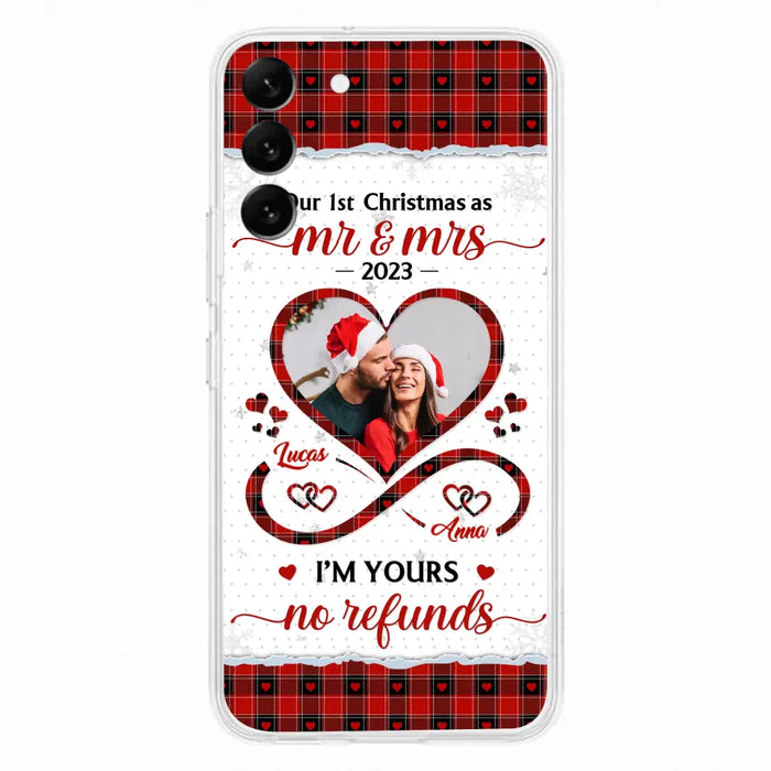 Custom Personalized Couple Photo Phone Case - Christmas Gift Idea For Couple/ Him/ Her - Our 1st Christmas As Mr & Mrs - Case For iPhone/Samsung