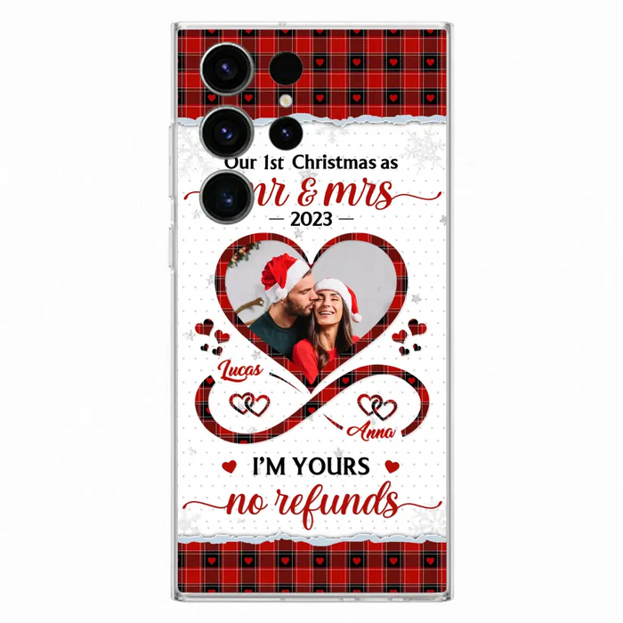 Custom Personalized Couple Photo Phone Case - Christmas Gift Idea For Couple/ Him/ Her - Our 1st Christmas As Mr & Mrs - Case For iPhone/Samsung