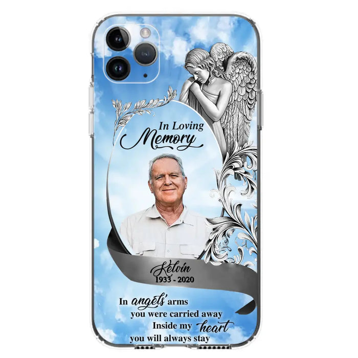 Custom Personalized Memorial Photo Phone Case - Memorial Gift Idea for Family - Inside My Heart You Will Always Stay - Case For iPhone/Samsung