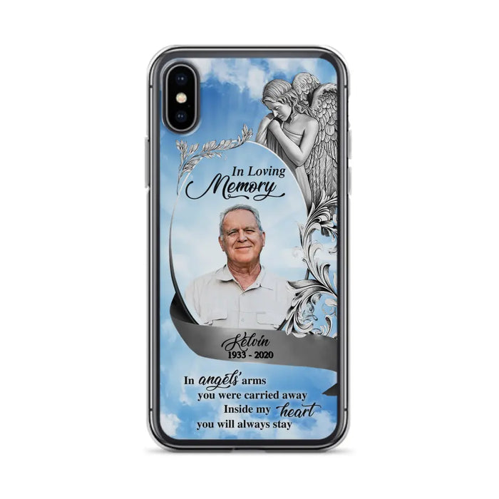 Custom Personalized Memorial Photo Phone Case - Memorial Gift Idea for Family - Inside My Heart You Will Always Stay - Case For iPhone/Samsung