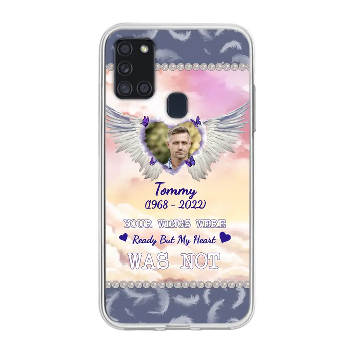 Custom Personalized Memorial Photo Phone Case - Memorial Gift Idea for Family - Your Wings Were Ready But My Heart Was Not - Case For iPhone/Samsung