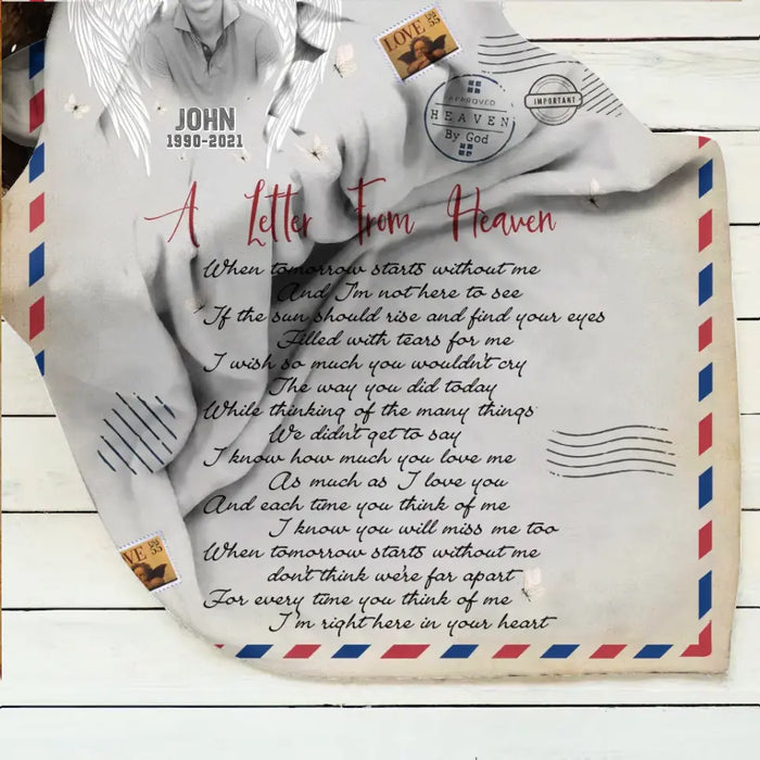 Custom Personalized Memorial Single Layer Fleece/ Quilt Blanket - Upload Photo - Memorial Gift Idea - A Letter From Heaven