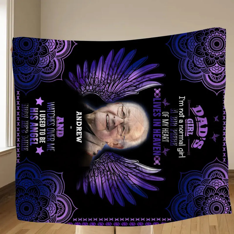 Personalized Memorial Fleece Throw Blanket & Quilt - Upload Photo - Memorial Gift Idea - Dad's Girl I'm Not A Normal Girl