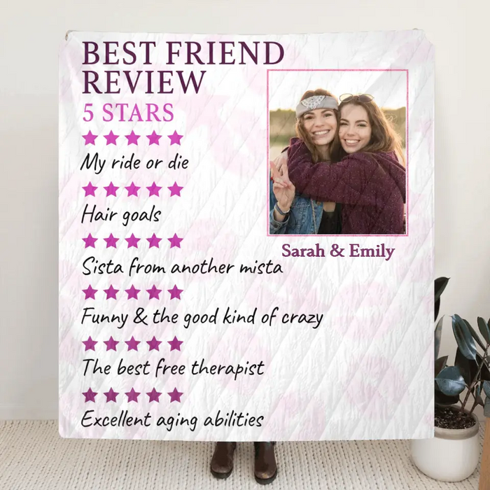 Custom Personalized Best Friend Quilt/ Fleece Throw Blanket - Upload Photo - Gift Idea For Besties - Best Friend Review