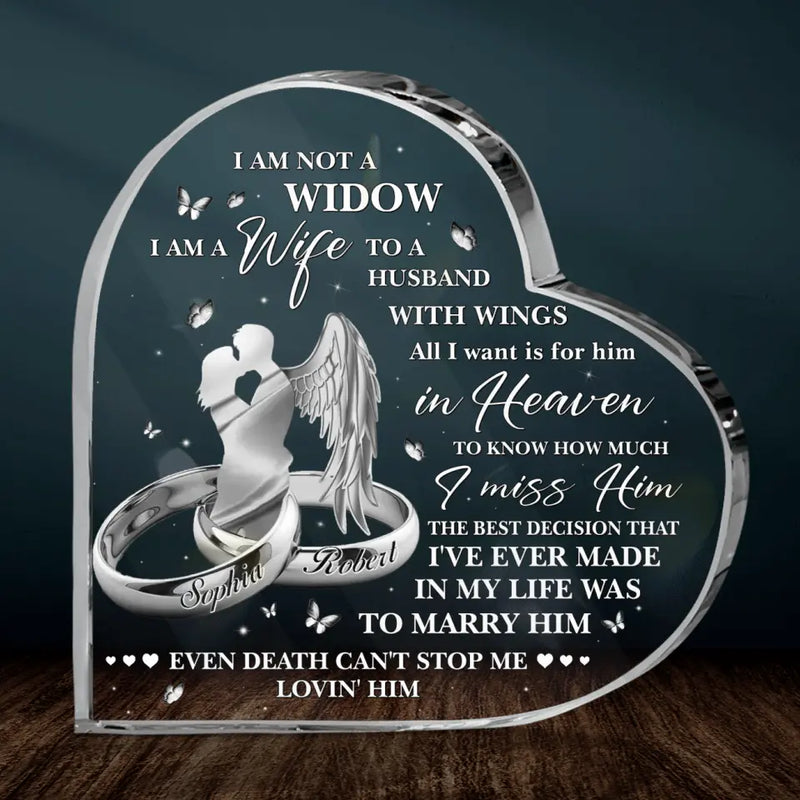 Personalized Memorial  Couple Crystal Heart - Memorial Gift Idea - Even Death Can't Stop Me Lovin' Him