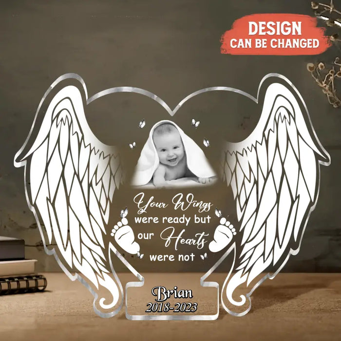 Custom Personalized Baby Angel Wings Acrylic Plaque - Upload Photo -  Memorial Gift Idea For Christmas/ Family Member - Your Wings Were Ready But Our Hearts Were Not