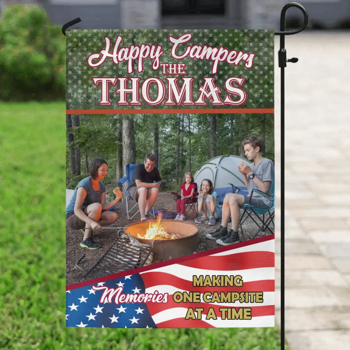 Custom Personalized Camping Flag - Upload Photo- Gift Idea For Camping Lovers - Happy Campers