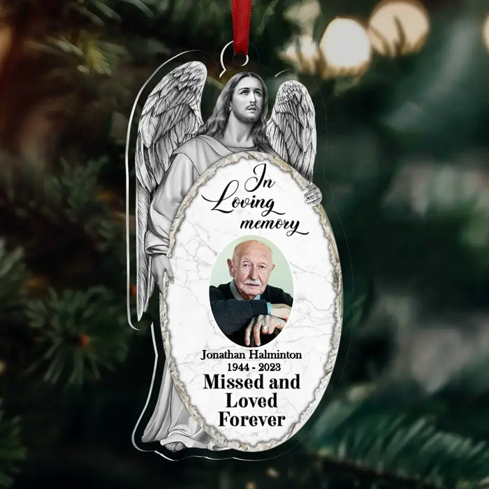 Custom Personalized Jesus Christ Memorial Acrylic Ornament - Upload Photo - Memorial Gift Idea For Christmas/ Family Member - In Loving Memory Missed And Loved Forever