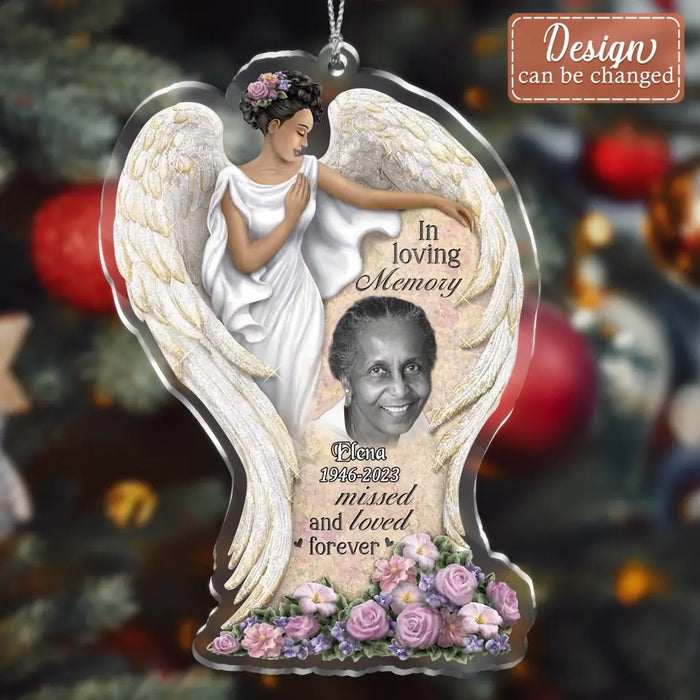 Custom Personalized Angel Memorial Acrylic Ornament - Upload Photo - Memorial Gift Idea For Family Member/ Pet Lover - In Loving Memory