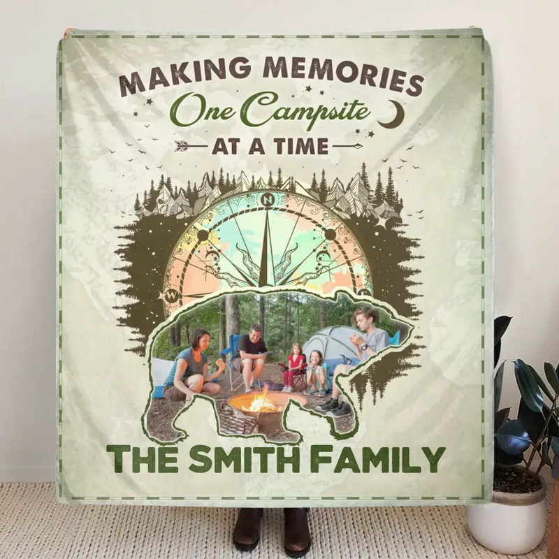 Personalized Camping Upload Photo Fleece Throw Blanket & Quilt - Gift Idea For Camping Lovers - Making Memories One Campsite At A Time