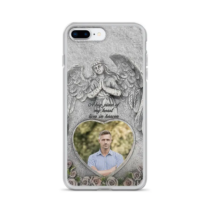 Custom Personalized Memorial Photo Phone Case - Memorial Gift Idea For Family Member - A Big Piece Of My Heart Lives In Heaven - Case For iPhone/Samsung