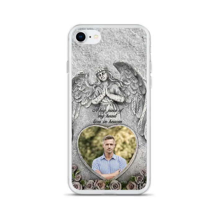 Custom Personalized Memorial Photo Phone Case - Memorial Gift Idea For Family Member - A Big Piece Of My Heart Lives In Heaven - Case For iPhone/Samsung