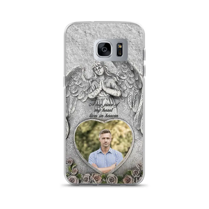 Custom Personalized Memorial Photo Phone Case - Memorial Gift Idea For Family Member - A Big Piece Of My Heart Lives In Heaven - Case For iPhone/Samsung