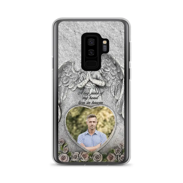 Custom Personalized Memorial Photo Phone Case - Memorial Gift Idea For Family Member - A Big Piece Of My Heart Lives In Heaven - Case For iPhone/Samsung