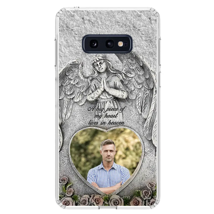 Custom Personalized Memorial Photo Phone Case - Memorial Gift Idea For Family Member - A Big Piece Of My Heart Lives In Heaven - Case For iPhone/Samsung