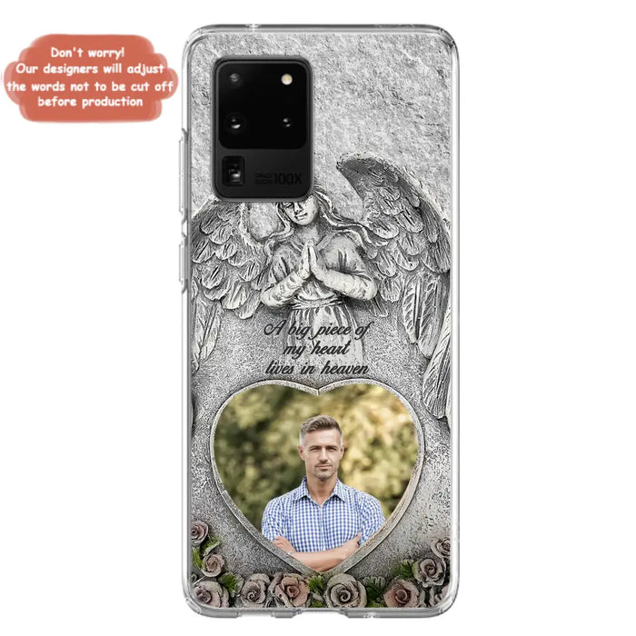 Custom Personalized Memorial Photo Phone Case - Memorial Gift Idea For Family Member - A Big Piece Of My Heart Lives In Heaven - Case For iPhone/Samsung