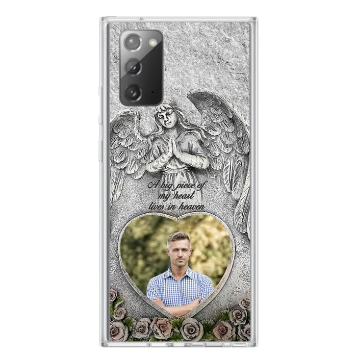 Custom Personalized Memorial Photo Phone Case - Memorial Gift Idea For Family Member - A Big Piece Of My Heart Lives In Heaven - Case For iPhone/Samsung