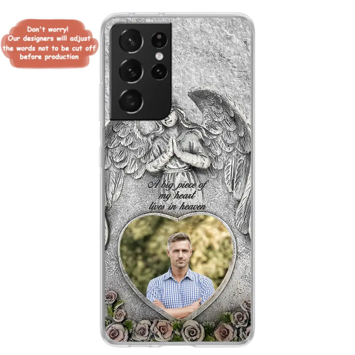 Custom Personalized Memorial Photo Phone Case - Memorial Gift Idea For Family Member - A Big Piece Of My Heart Lives In Heaven - Case For iPhone/Samsung