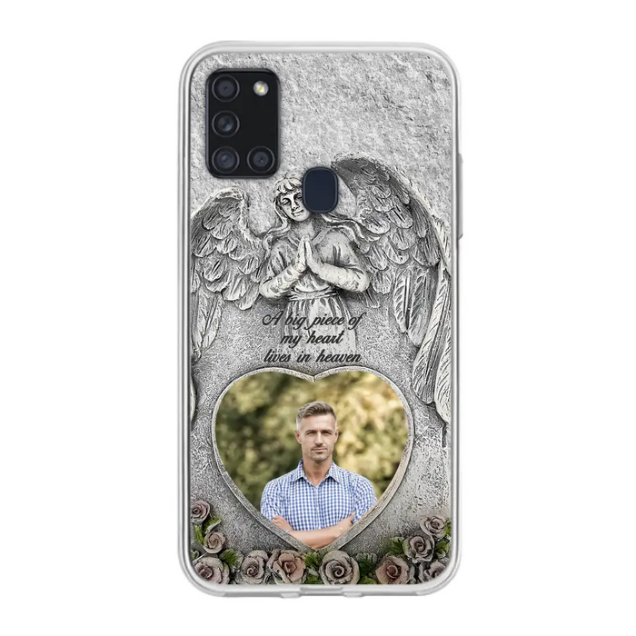 Custom Personalized Memorial Photo Phone Case - Memorial Gift Idea For Family Member - A Big Piece Of My Heart Lives In Heaven - Case For iPhone/Samsung