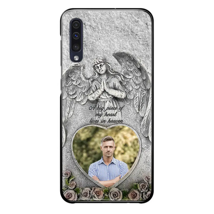 Custom Personalized Memorial Photo Phone Case - Memorial Gift Idea For Family Member - A Big Piece Of My Heart Lives In Heaven - Case For iPhone/Samsung