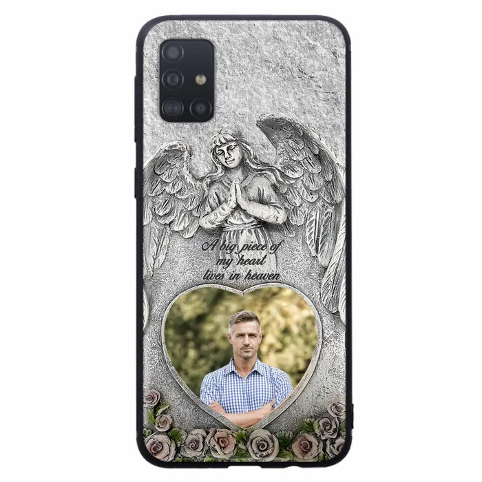 Custom Personalized Memorial Photo Phone Case - Memorial Gift Idea For Family Member - A Big Piece Of My Heart Lives In Heaven - Case For iPhone/Samsung