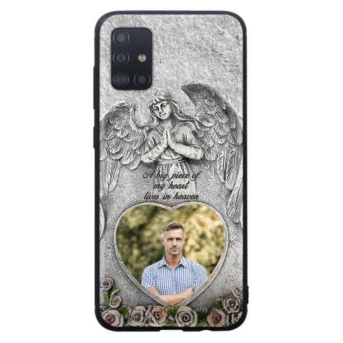 Custom Personalized Memorial Photo Phone Case - Memorial Gift Idea For Family Member - A Big Piece Of My Heart Lives In Heaven - Case For iPhone/Samsung