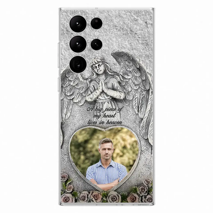 Custom Personalized Memorial Photo Phone Case - Memorial Gift Idea For Family Member - A Big Piece Of My Heart Lives In Heaven - Case For iPhone/Samsung