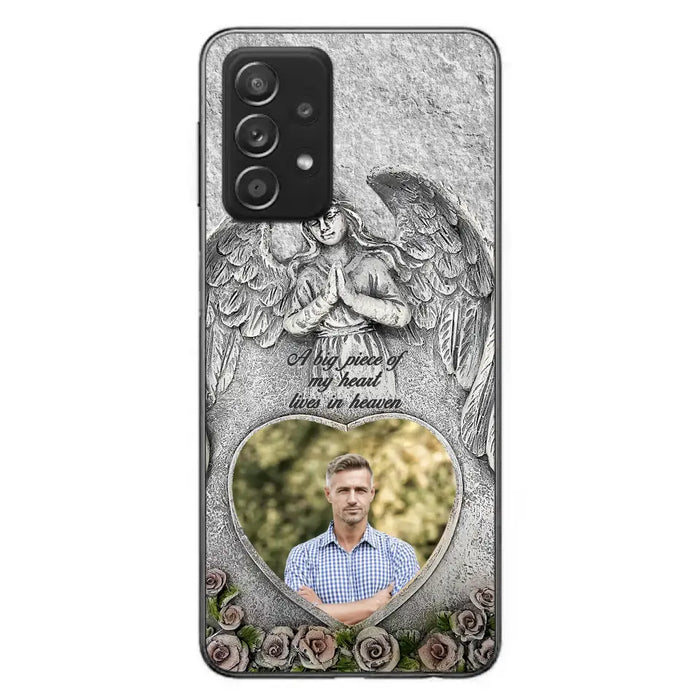 Custom Personalized Memorial Photo Phone Case - Memorial Gift Idea For Family Member - A Big Piece Of My Heart Lives In Heaven - Case For iPhone/Samsung