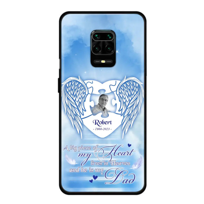 Custom Personalized Memorial Photo Phone Case - Memorial Gift Idea For Family - A Big Piece Of My Heart Lives In Heaven And He Is My Dad -  Case For Oppo/ Xiaomi/ Huawei