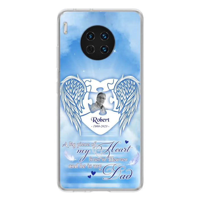 Custom Personalized Memorial Photo Phone Case - Memorial Gift Idea For Family - A Big Piece Of My Heart Lives In Heaven And He Is My Dad -  Case For Oppo/ Xiaomi/ Huawei