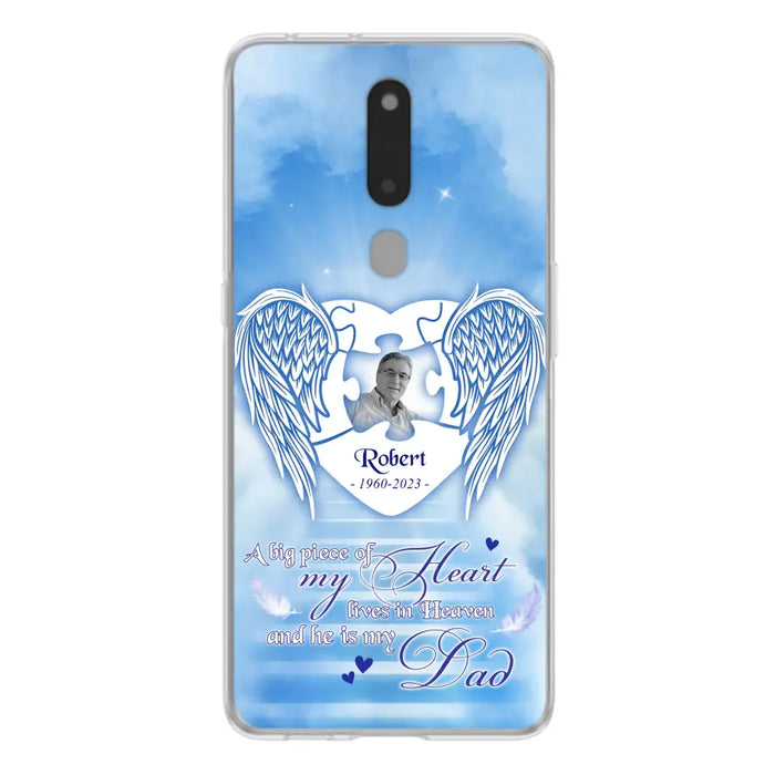 Custom Personalized Memorial Photo Phone Case - Memorial Gift Idea For Family - A Big Piece Of My Heart Lives In Heaven And He Is My Dad -  Case For Oppo/ Xiaomi/ Huawei