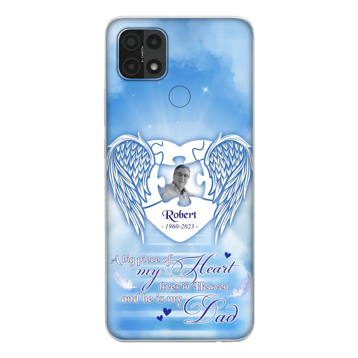 Custom Personalized Memorial Photo Phone Case - Memorial Gift Idea For Family - A Big Piece Of My Heart Lives In Heaven And He Is My Dad -  Case For Oppo/ Xiaomi/ Huawei