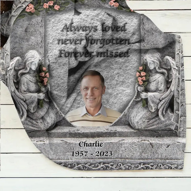 Personalized Memorial Photo Fleece Throw Blanket & Quilt - Memorial Gift Idea for Family -  Always Loved Never Forgotten Forever Missed