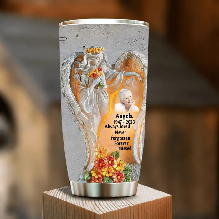 Custom Personalized Memorial Tumbler - Upload Photo - Memorial Gift Idea For Family Member - Always Loved Never Forgotten Forever Missed