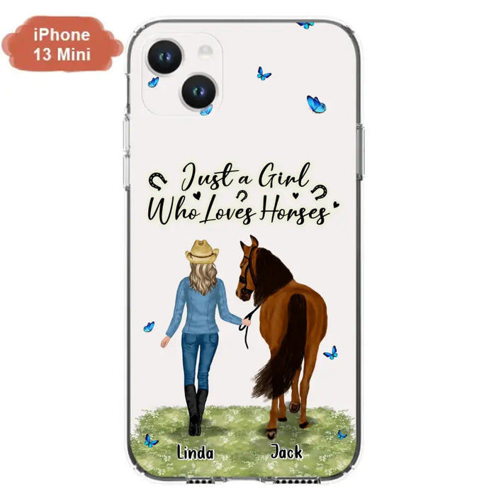 Custom Personalized Horse Girl Phone Case - Upto 6 Horses - Gift Idea for Horse Lovers - Just A Girl Who Loves Horses - Case for iPhone/Samsung