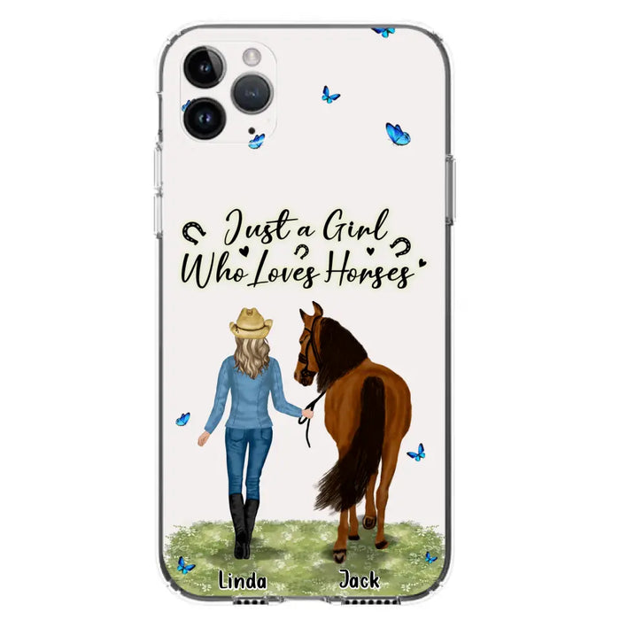 Custom Personalized Horse Girl Phone Case - Upto 6 Horses - Gift Idea for Horse Lovers - Just A Girl Who Loves Horses - Case for iPhone/Samsung