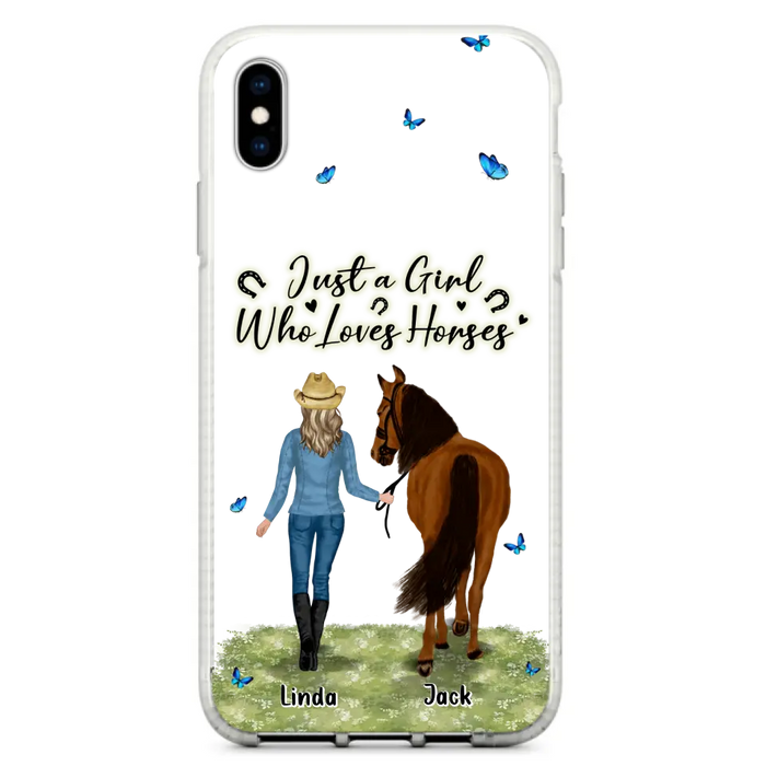 Custom Personalized Horse Girl Phone Case - Upto 6 Horses - Gift Idea for Horse Lovers - Just A Girl Who Loves Horses - Case for iPhone/Samsung