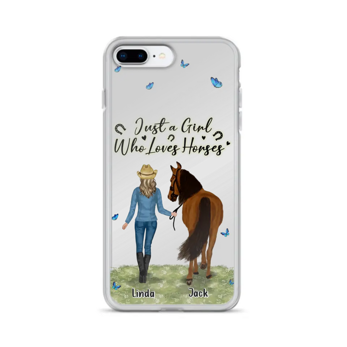 Custom Personalized Horse Girl Phone Case - Upto 6 Horses - Gift Idea for Horse Lovers - Just A Girl Who Loves Horses - Case for iPhone/Samsung