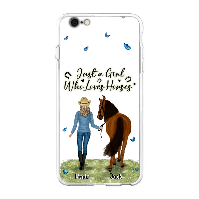 Custom Personalized Horse Girl Phone Case - Upto 6 Horses - Gift Idea for Horse Lovers - Just A Girl Who Loves Horses - Case for iPhone/Samsung