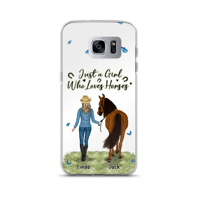 Personalized Horse Girl Phone Case - Up to 6 Horses - Gift Idea for Horse Lovers - Just A Girl Who Loves Horses - Case for iPhone/Samsung
