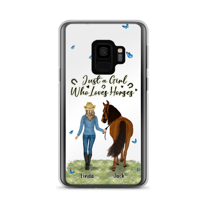 Custom Personalized Horse Girl Phone Case - Upto 6 Horses - Gift Idea for Horse Lovers - Just A Girl Who Loves Horses - Case for iPhone/Samsung