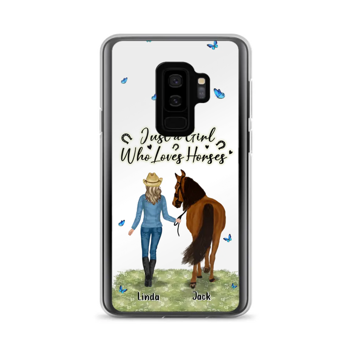 Custom Personalized Horse Girl Phone Case - Upto 6 Horses - Gift Idea for Horse Lovers - Just A Girl Who Loves Horses - Case for iPhone/Samsung