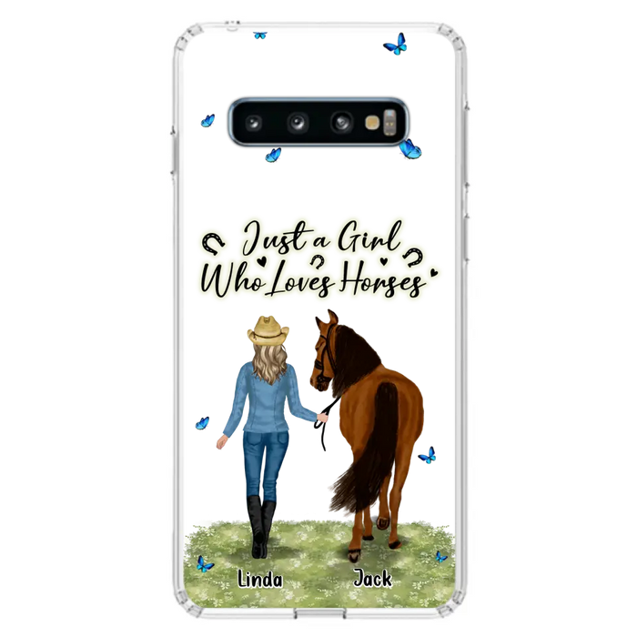 Custom Personalized Horse Girl Phone Case - Upto 6 Horses - Gift Idea for Horse Lovers - Just A Girl Who Loves Horses - Case for iPhone/Samsung