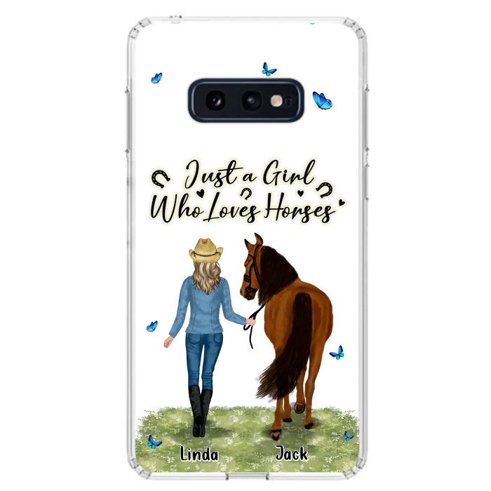 Custom Personalized Horse Girl Phone Case - Upto 6 Horses - Gift Idea for Horse Lovers - Just A Girl Who Loves Horses - Case for iPhone/Samsung