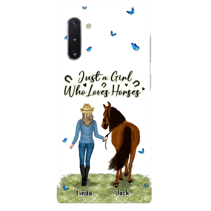 Custom Personalized Horse Girl Phone Case - Upto 6 Horses - Gift Idea for Horse Lovers - Just A Girl Who Loves Horses - Case for iPhone/Samsung