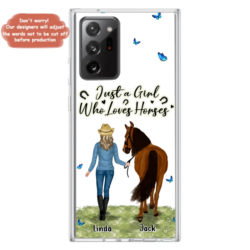Personalized Horse Girl Phone Case - Up to 6 Horses - Gift Idea for Horse Lovers - Just A Girl Who Loves Horses - Case for iPhone/Samsung
